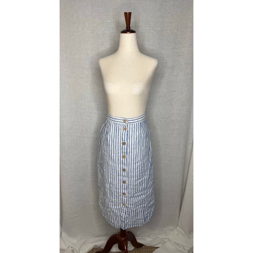 FAHERTY blue and white stripe midi skirt
Size xs